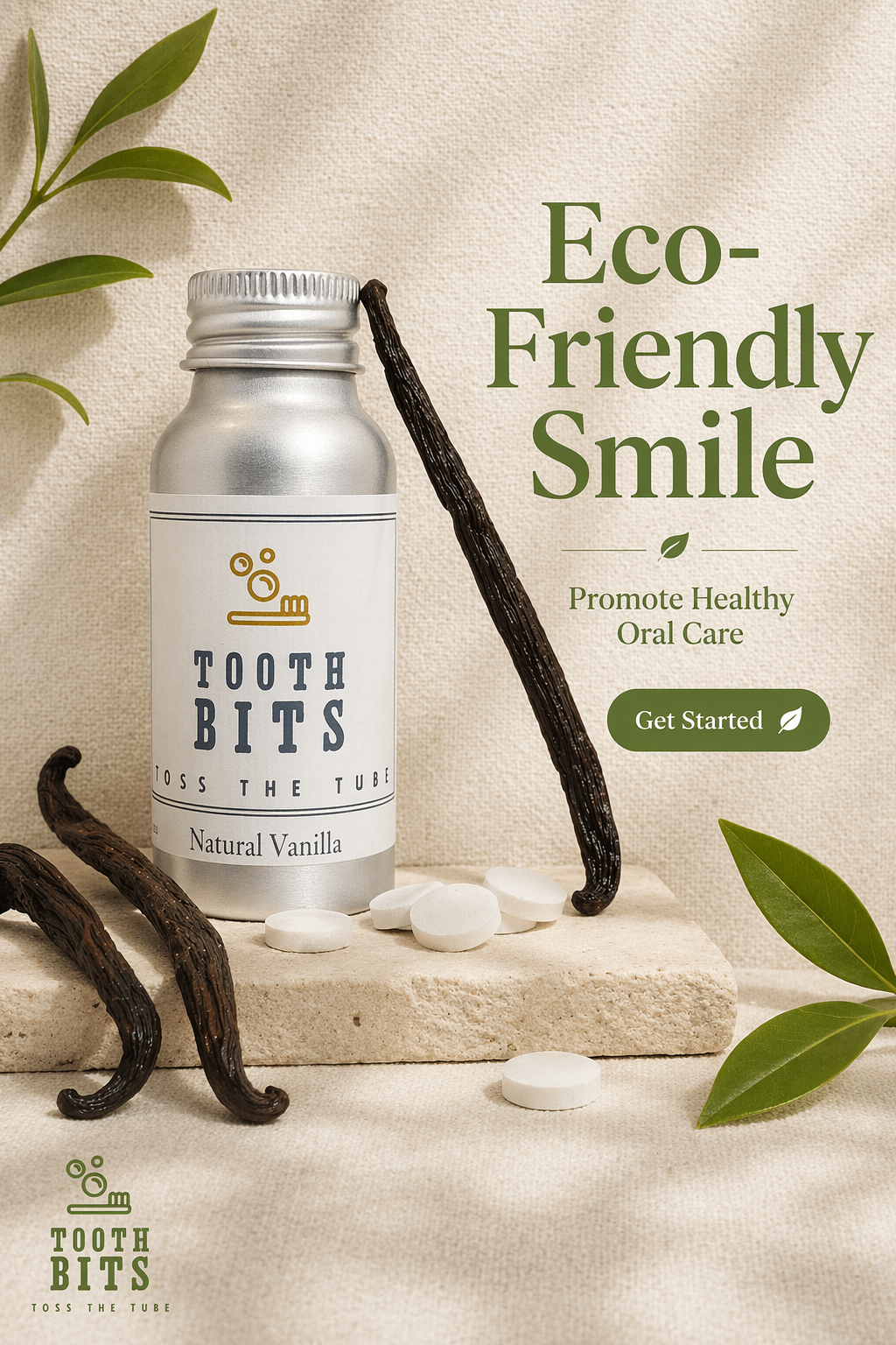TOOTH BITS® - Natural Vanilla toothbrushing tablets