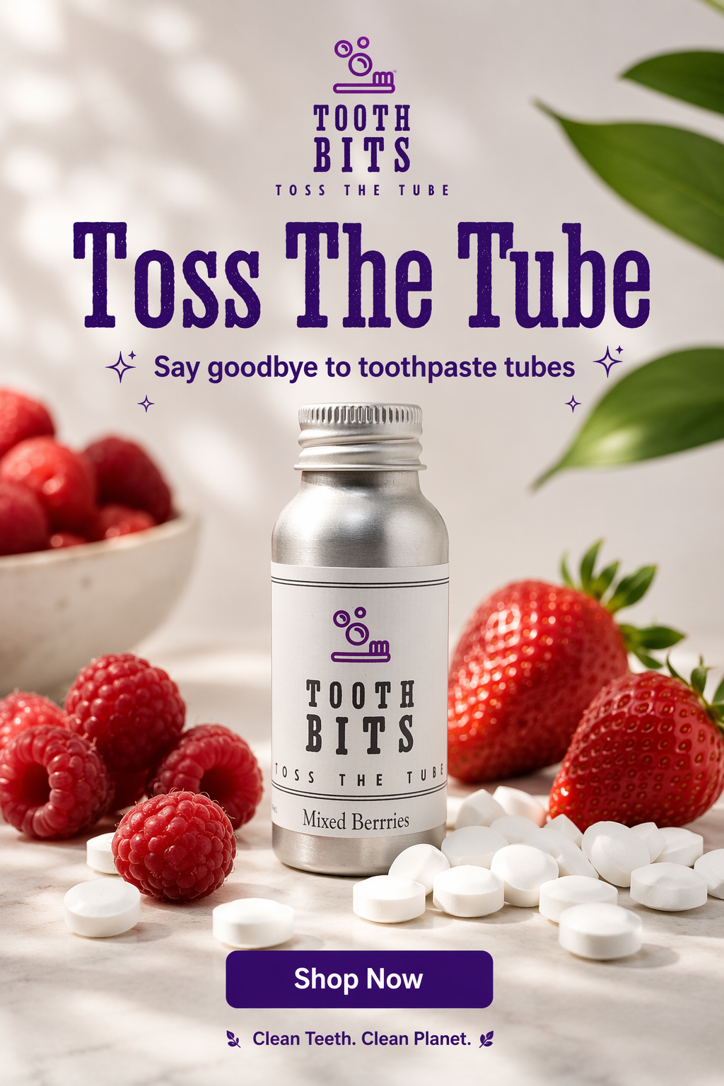 TOOTH BITS® - Mixed Berry toothbrushing tablets